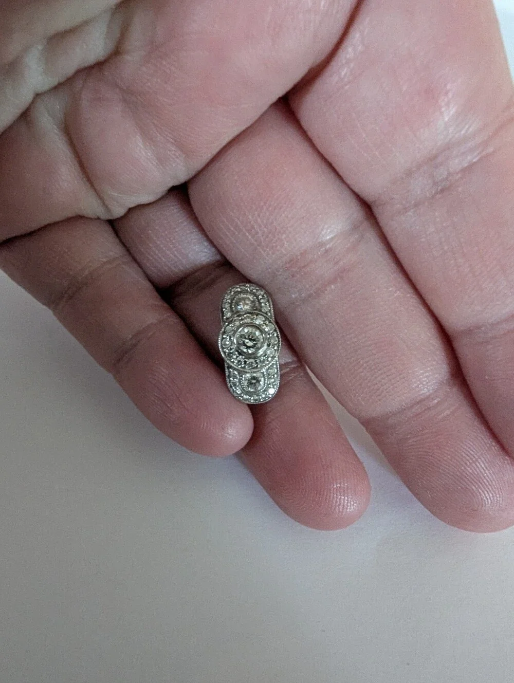 14k White Gold Diamond Pendant - Picture 1 of 8